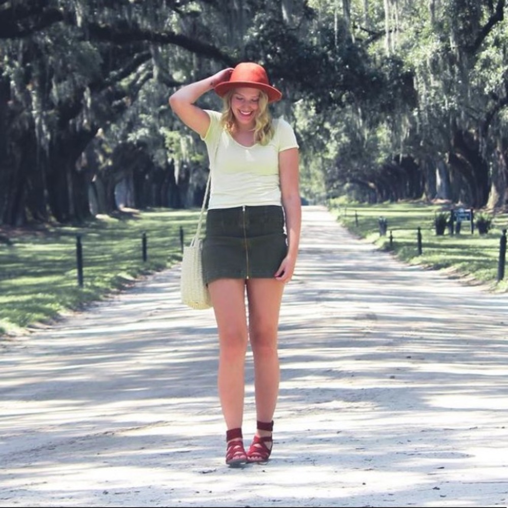 Free People Green Pencil Skirt
